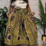 African Print Maxi skirt with 2 straps and elastic waistband