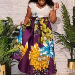 African Print Maxi skirt with 2 straps and elastic waistband