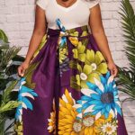 African Print Maxi skirt with 2 straps and elastic waistband